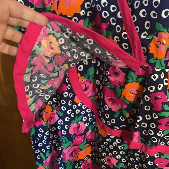 Vintage Navy And Pink Flower Print Dress Sz 12 - Picture 7 of 10
